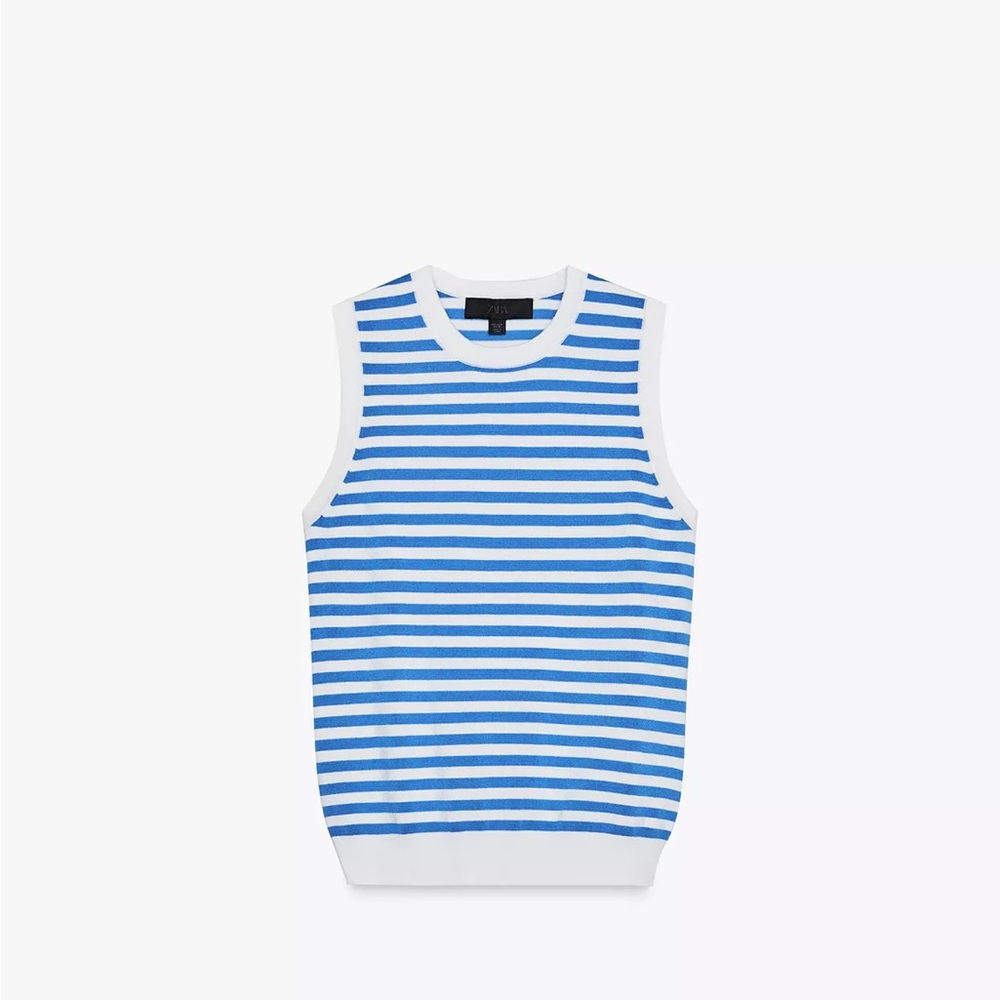 Zara Blue and White Striped Tank Top